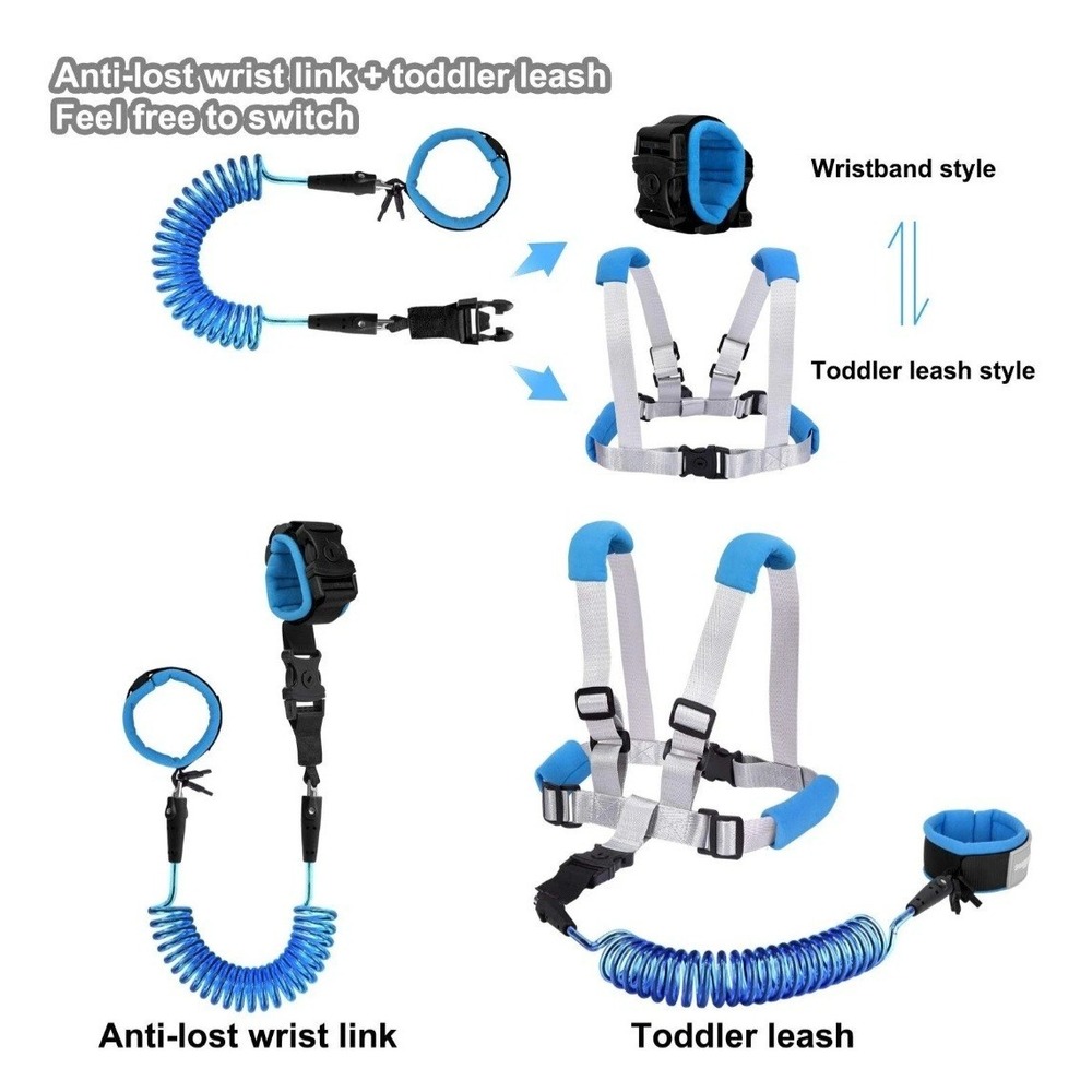 BlissTime 2 in 1 Toddler Leash Anti Lost Wrist Link Blue 1-01451
